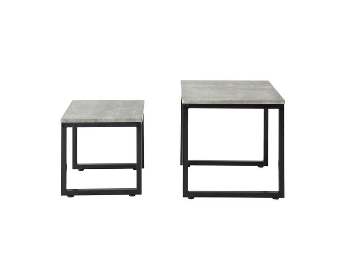 Ensemble de deux tables basses à cadre en métal noir