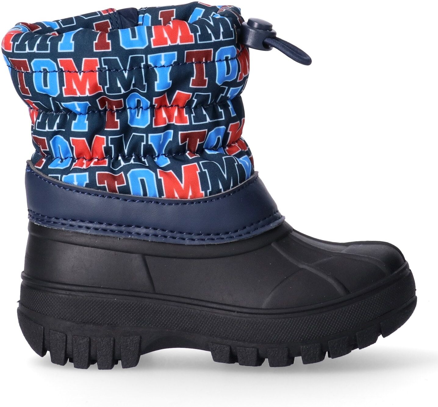 Winterboots TOMMY HILFIGER, Mädchen, Gr. 28, wärmend, blau (schwarz, multi), Lederimitat, Textil, Schuhe Winterboots, Winterstiefel, Kindergartenschuh mit bunten Tommy-Buchstaben