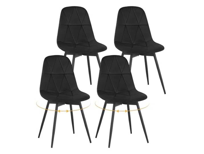 Lestarain Esszimmerstühle 4er Set Drehbar Samt Schwarz Gepolstert Ergonomisch Für Esszimmer Metallbeine Polsterstuhl