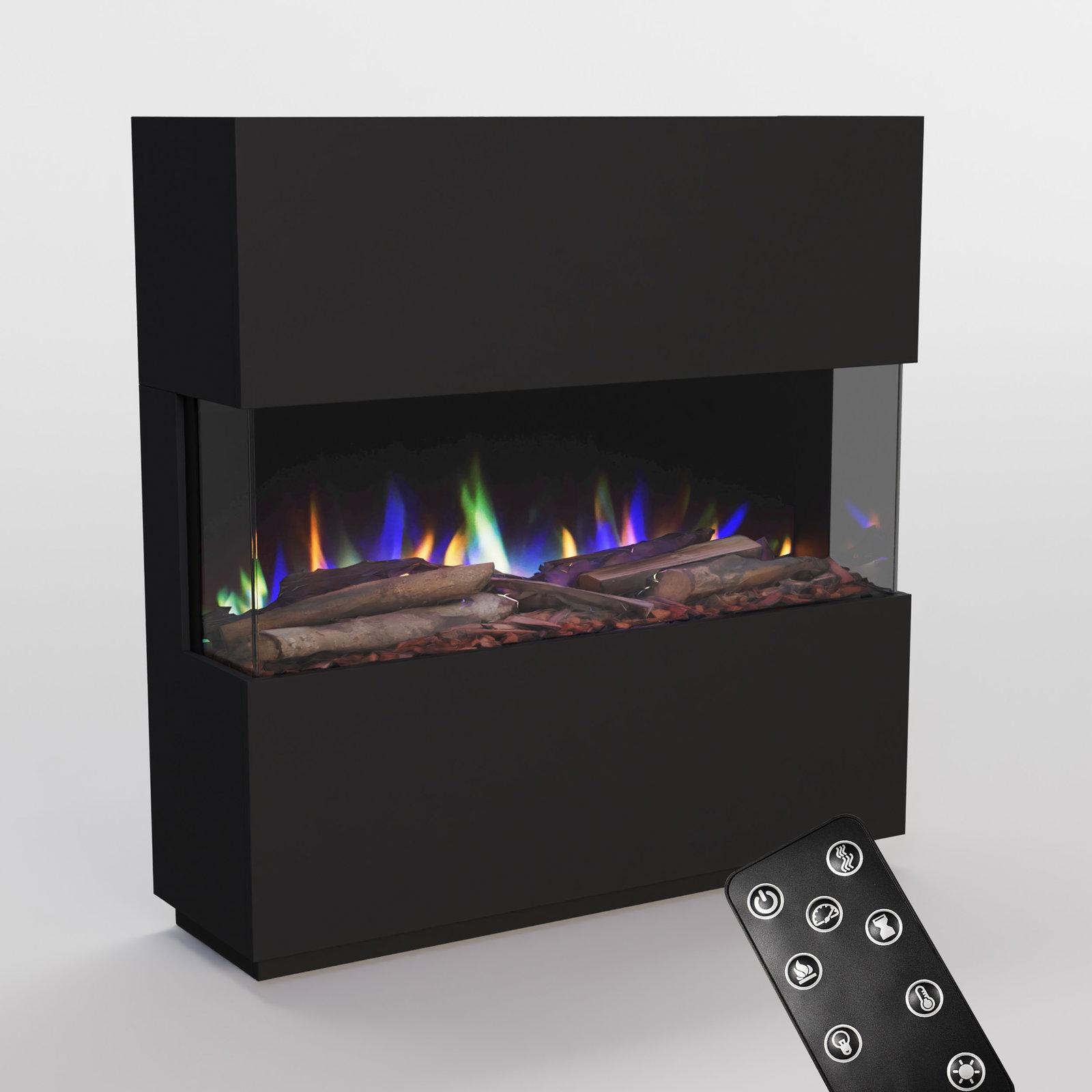 Glow Fire Elektrokamin 'PR16' in Weiss | LED Standkamin in weiß mit Heizung (1500 W) | HxBxT: 130x131x40cm