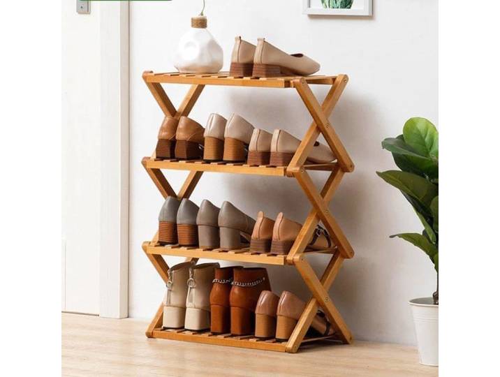 Étagère à chaussures pliable en bambou étagère à chaussures portable en bois sans installation petite étagère à chaussures parfaite