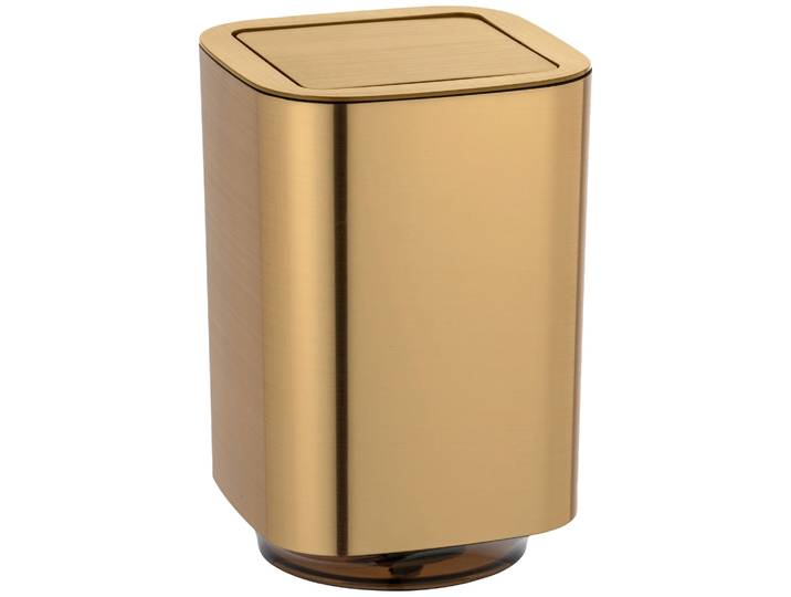 Kosmetikeimer WENKO Auron , gold (goldfarben), B:17,2cm H:25,5cm T:17,2cm, Kunststoff, Mülleimer, Kosmetikeimer, mit Schwingdeckel, 6 Liter