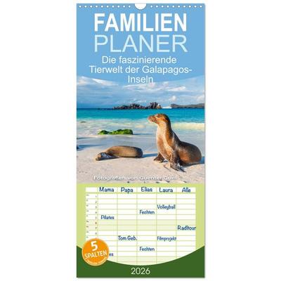 Familienplaner 2026 - Die faszinierende Tierwelt der Galapagos-Inseln mit 5 Spalten (Wandkalender, 21 x 45 cm) CALVENDO