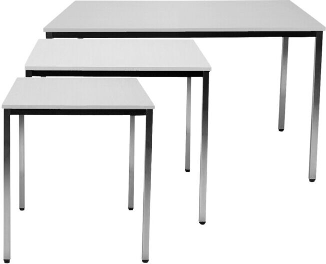 Table 800 × 800 mm chrome/gris clair ; E/D/E (Simp80x80CL)
