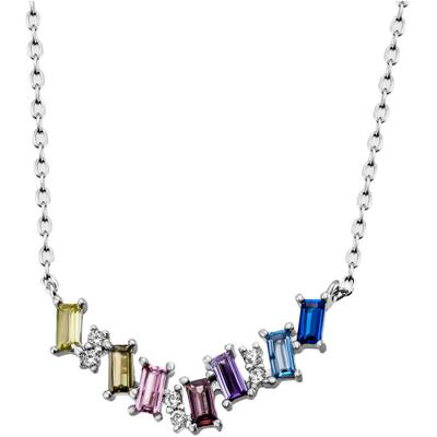 Kette mit Anhänger FIRETTI "Schmuck Geschenk Silber 925 Halsschmuck Halskette Collier Regenbogen", bunt (silberfarben, gelb, braun, rosa, violett, lila, hellblau, dunkelblau, kristallweiß), Halsketten, Damen, Silber 925 (Sterlingsilber), L: 45 B:...