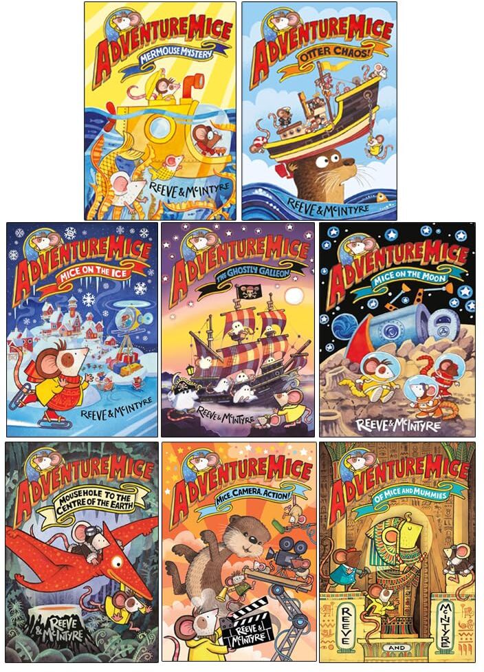 David Fickling Books ltd Adventuremice Series 8 Books Collection Set by Philip Reeve and Sarah McIntyre (Of Mice and Mummies, Mice on the Ice, Mousehole to the Centre of the E