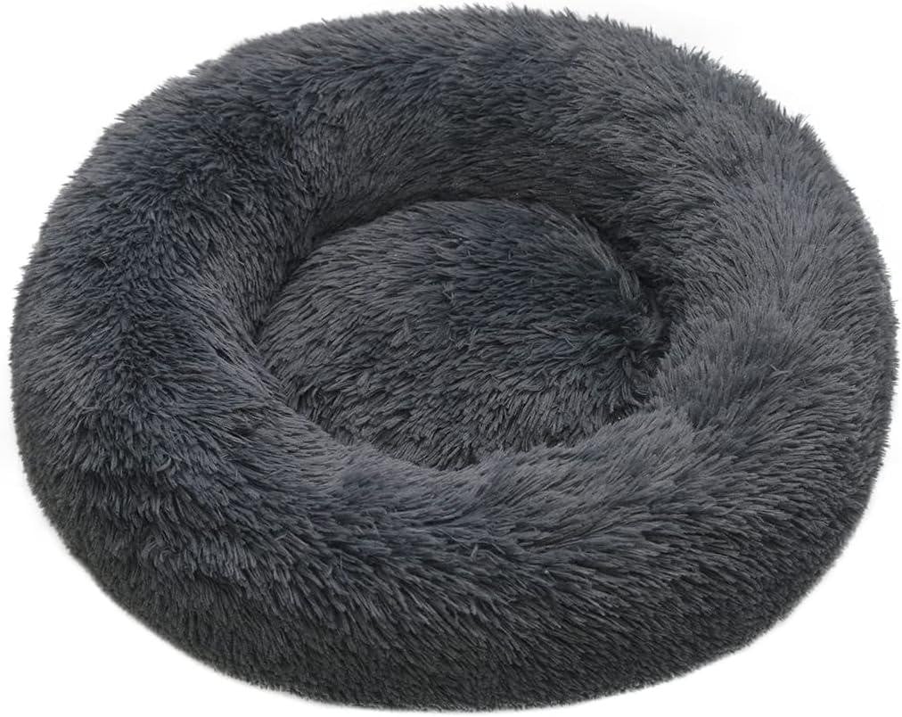 Rond huisdierbed, zacht en pluizig, diameter 60 cm, geschikt voor middelgrote en grote katten en honden