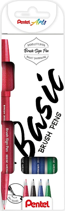 Pentel SES15C Brush-Pen farbsortiert, 4 St.