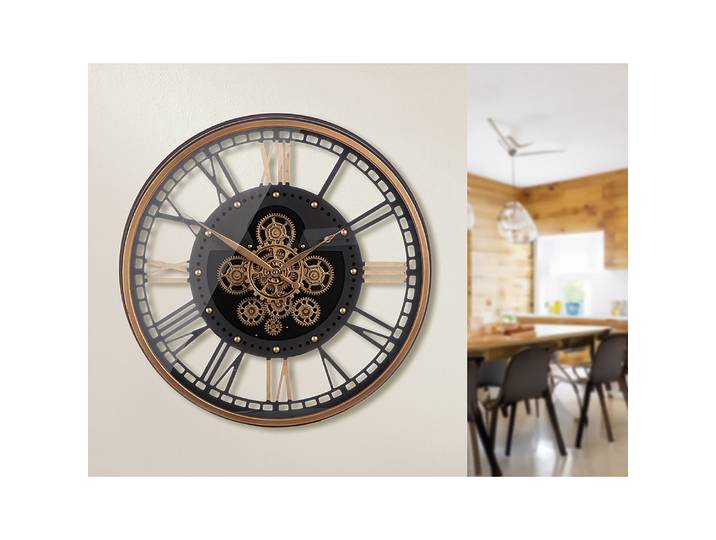 Wanduhr Copper Eisen, lackiert MDF Ø 60cm Schwarz