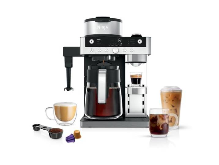 Ninja Prestige 2-in-1 Filterkaffee- & Kapselmaschine, Schwarz Integrierter Milchaufschäumer, für Latte, Eiskaffee & Flat White - CFN802EU