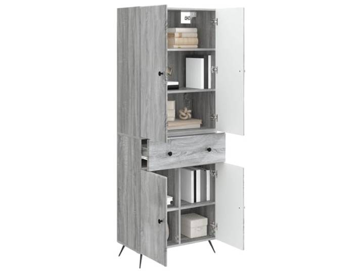 KTHLBRH Schrank Sonoma grau 4 Türen 4 Einlegeböden 1 Schublade Modulares Design, Rückenlehne Unterstützung, einfache Reinigung, großer Raum, 49,2 kg