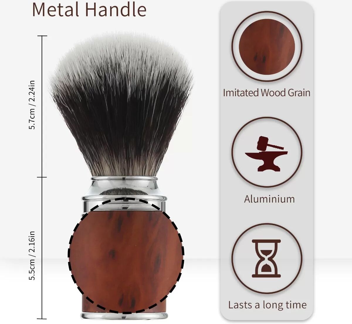 INF Herren Schaumrasierpinsel: Premium Aluminiumlegierung Griff für satten Schaum Silber