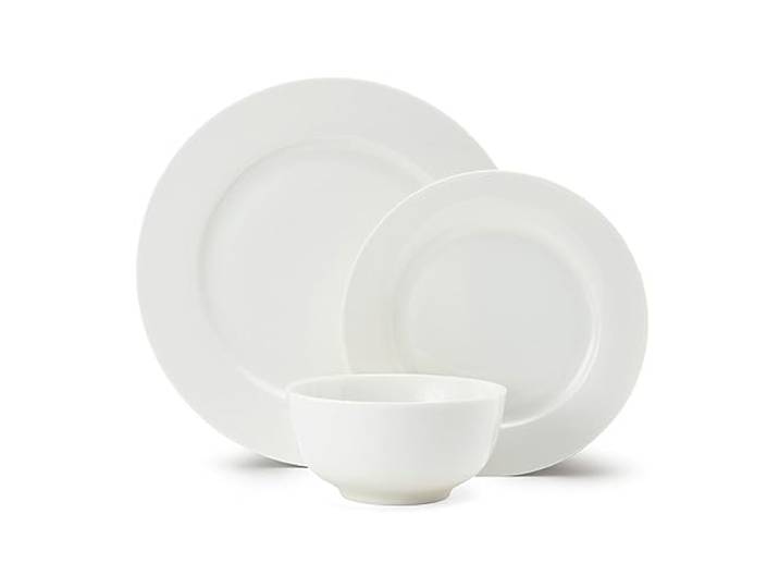 Mikasa Egret Service de table en porcelaine fine 12 pièces\, service de table blanc pour 4 personnes avec assiettes plates\, assiettes d'accompagnement et bols - Emballage cadeau