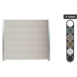 WPC Sichtschutzzaun Komplettset – Zaunpaket blickdicht inkl. Alupfosten & Zubehör - Zaun in 179 x 180 cm - WPC Zaun pflegeleicht in 6 Farben