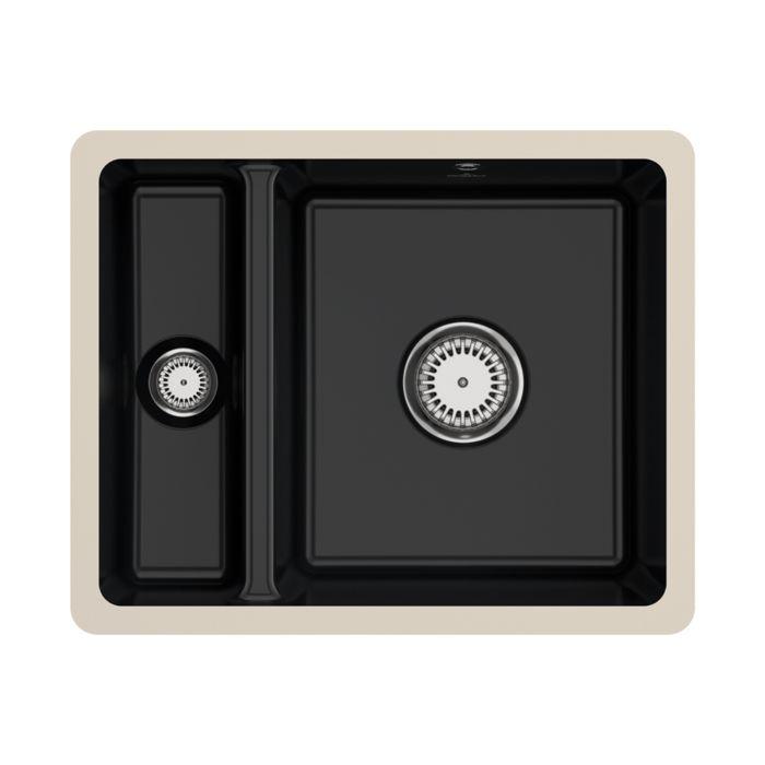Villeroy und Boch Unterbauspüle 675801S5 mit Ablaufgarnitur und Handbetätigung, Ebony