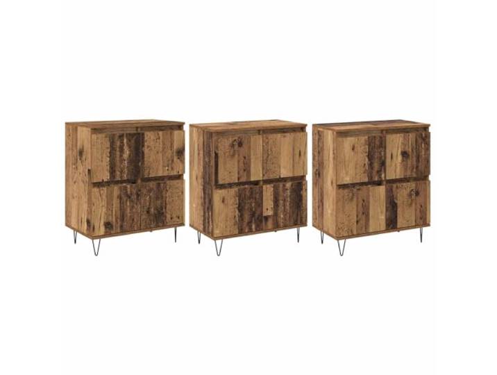 TEKGHUT Sideboards 3 STK. Altholz Regal Wohnzimmer Esszimmer Holzwerkstoff Freistehend, Türen mit Scharnieren, Regalböden, eiserne Haarnadelbeine, mattes Finish, feuchtes Tuch
