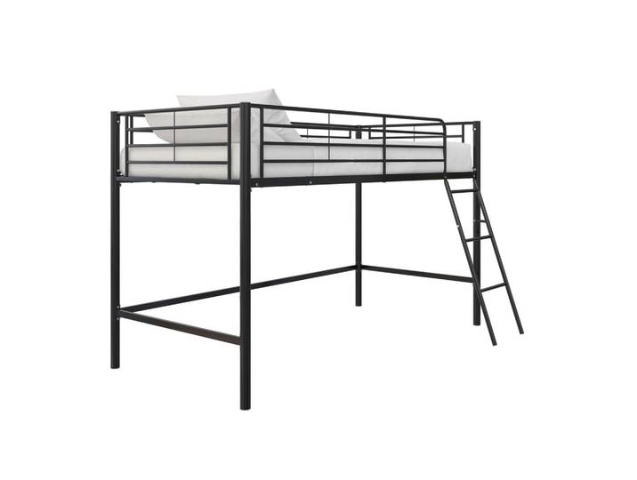 Mid.you Hochbett Jodie, Schwarz, Metall, 207x129x130 cm, Lattenrost, Kinderzimmer & Jugendzimmer, Kindermöbel, Kinderbetten, Hochbetten