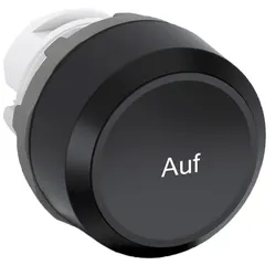 ABB MP1-7090 Drucktaster, schwarz, bedruckt, flach-tastend, Frontring schwarz Kunststoff, Text: AUF, nicht beleuchtbar 1SFA611100R7090