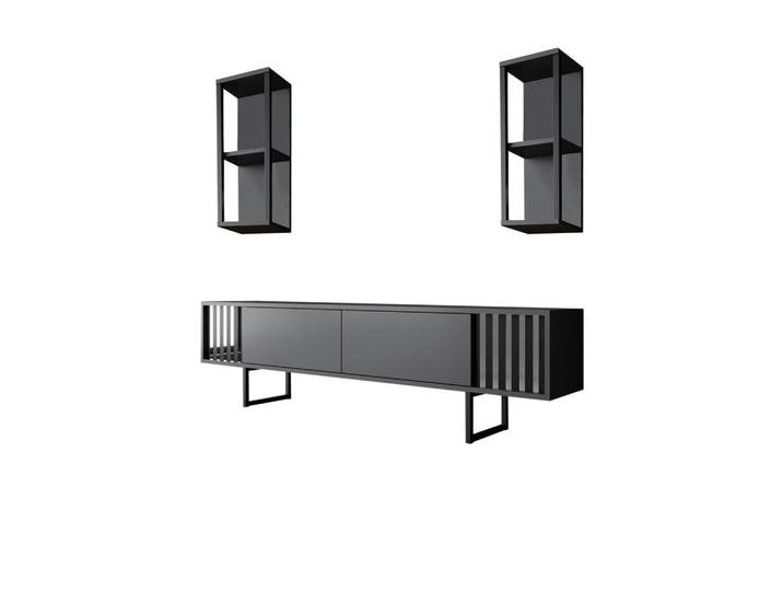 Habitat Garten Tv-Möbel chrome line Grau, Holz, 30x48x180 cm, Wohnzimmer, TV Möbel, Lowboards, Lowboards stehend