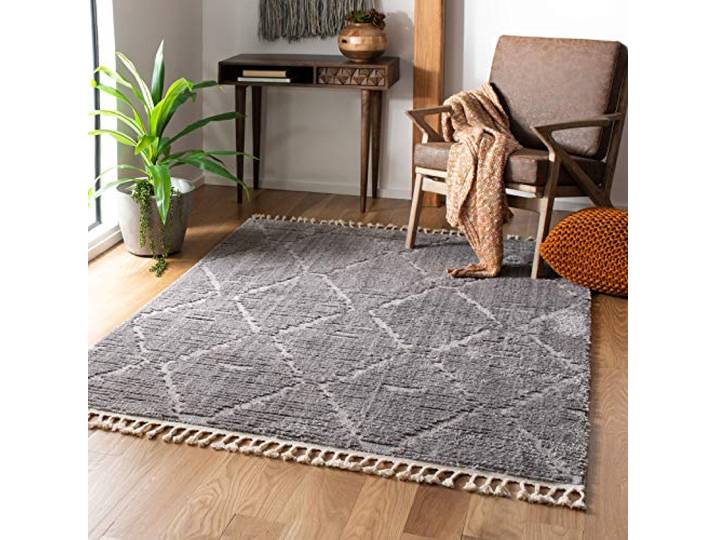 SAFAVIEH Tapis Boho pour Salon\, Salle à Manger\, Chambre à Coucher - Marrakesh Collection\, Tapis à Poil Court\, Gris\, 122 X 183 cm