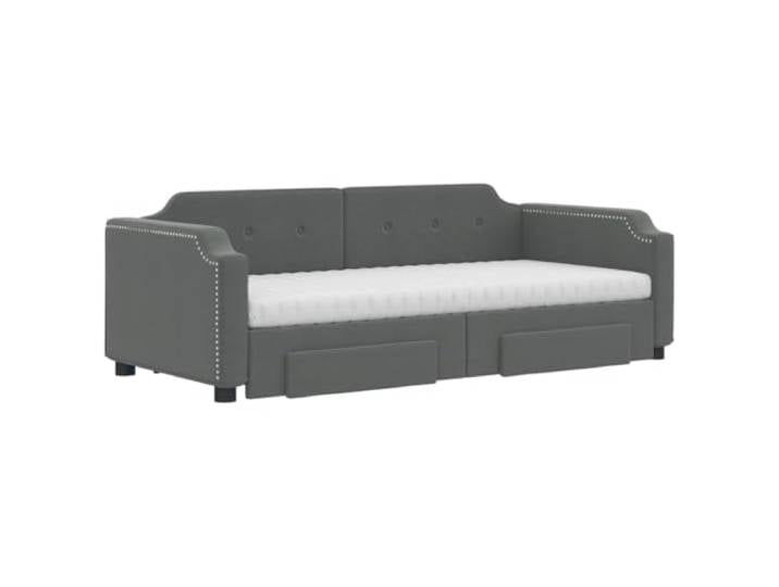 KTHLBRH Ausziehbares Schlafsofa dunkelgrau 100 x 200 cm Stoff 2 Schubladen, 2 Schaumstoffmatratzen, Gestell aus Holz und Metall