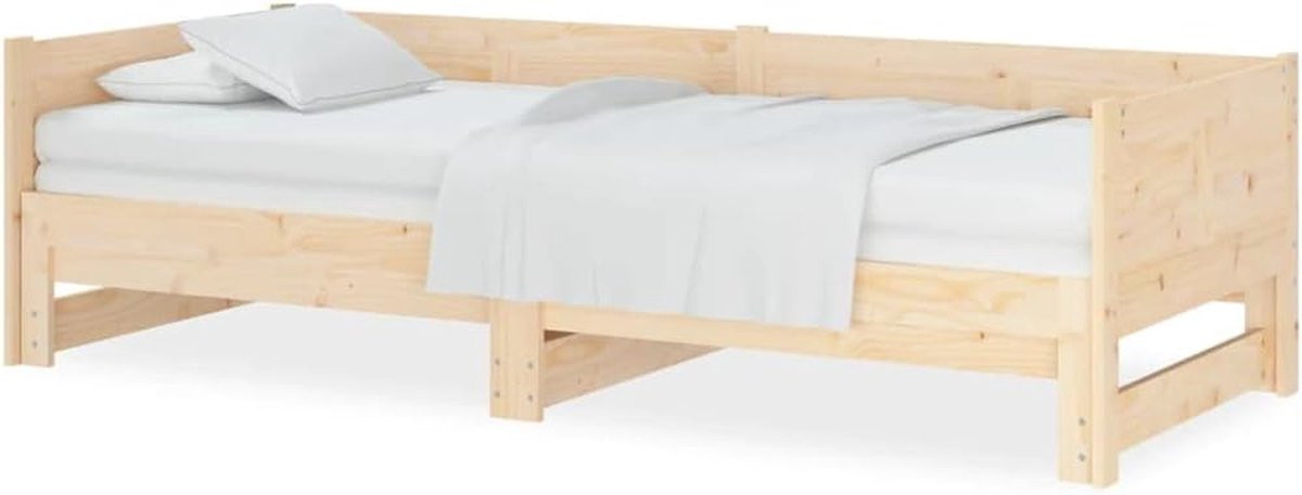 Multifunctioneel uitschuibaar dagbed als slaapbank van massief grenenhout, Bruin, B/D/H: 80 x 200 cm