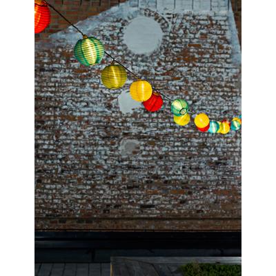 KONSTSMIDE LED-Lichterkette "Party-Lichterkette außen", weiß, Dioden 20 Stk. Flammen 20 Stk., Gesamtlänge 14,75m, Lichterketten, LED Dekolichter, pinke/blaue/grüne/gelbe Plastikreiskugeln, 20 Dioden