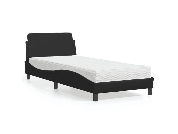 vidaXL Bett mit Matratze Dover Schwarz 90x190 cm Kunstleder