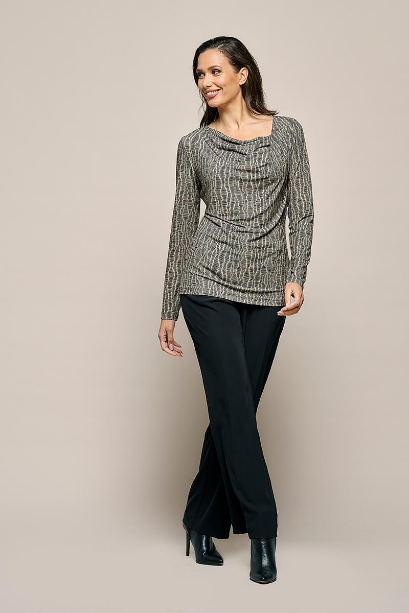 Caitlin Print Top Zwart / Taupe