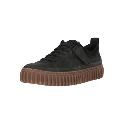 Sneaker CLARKS "Torhill Lace", Herren, Gr. 42, schwarz, Leder, Schuhe Sneaker, mit gerippter Laufsohle