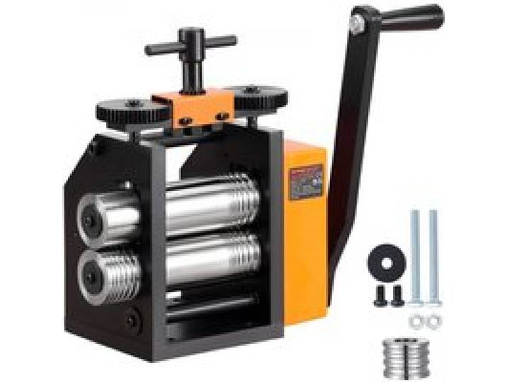 VEVOR 3 in 1 Handwalzwerk Maschine 75mm Kombinationswalzwerk, Manueller Walzwerk Schmuckwalzwerk Einstellbare Dicke von 0,03 bis 6,5mm, Handwalzwerk Maschine für Platin / K-Gold / Messing