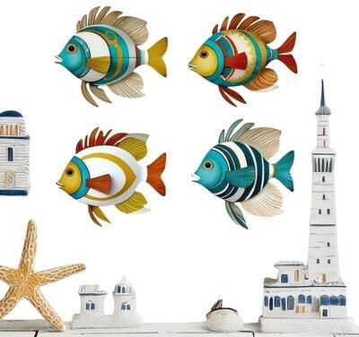 Uplift Picks Colorful Tropical Fish Wooden Wall Art Nautical Coastal Decor Set c