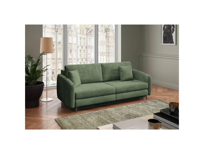 Livetastic Schlafsofa Ingrid, Grün, Metall, 3-Sitzer, Füllung: Polyurethan (Pur), Silikon,Polyurethan (Pur), Silikon, 230x100x103 cm, Made in EU, Wohnzimmer, Sofas & Couches, Schlafsofas, Schlafsofas mit Bettkasten