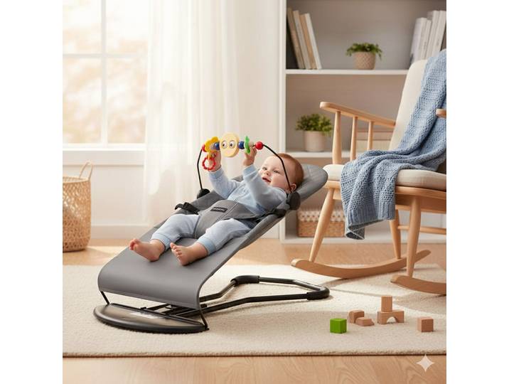Siège videur pour bébé avec barre de jouet interactive – Dondage naturel léger et portable sans batterie pour bébés de 8 à 29 lb de 0 à 2 ans