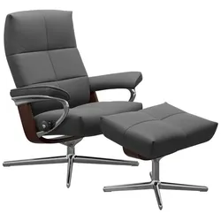 Stressless Sessel mit Hocker David Cross Leder Grau Batick Grey L (Large)
