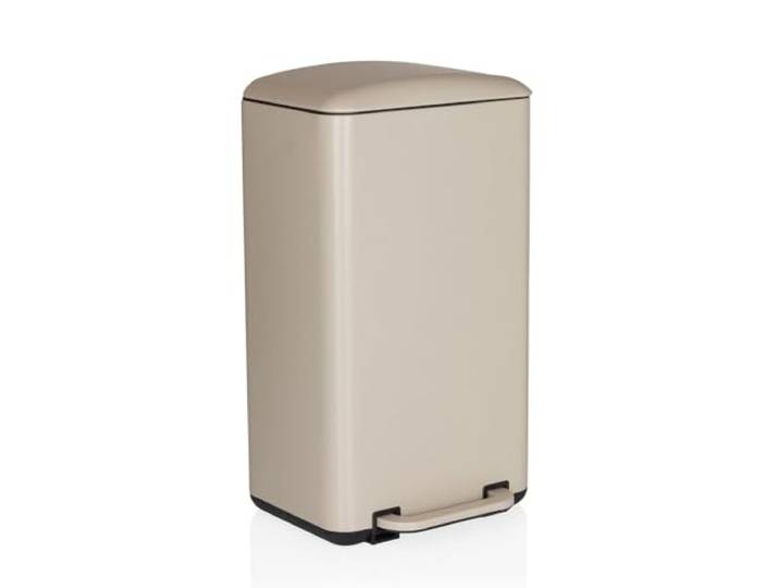 hjh OFFICE Poubelle de cuisine\, 30 litres CLEAN BEVA Softclose Poubelle en métal\, Poubelle à pédale avec seau intérieur\, Beige
