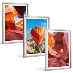 BILDER SET 3er Set - 40x60 cm Silberner Rahmen - Wüstenschluchten aus der Ballonfahrt