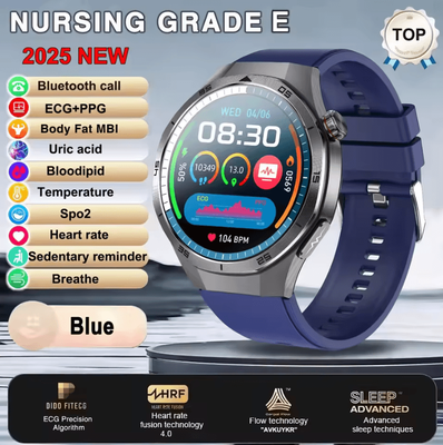 Inspire Curations AI ECG PPG Health Smartwatch With Uric Acid, Blood Lipids & Bluetooth Call blue