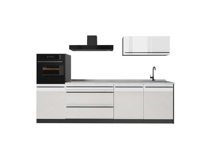Cuisine R-Line 280cm plan de travail Marbre Blanc Haute brillance/Anthracite Vicco 66479