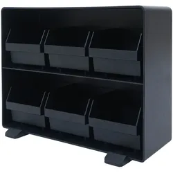 Mendler Teebeutelhalter HWC-M10, Teebox Aufbewahrungsbox, Teeaufbewahrung, 6 herausnehmbaren Fächer, 20x25x13 schwarz