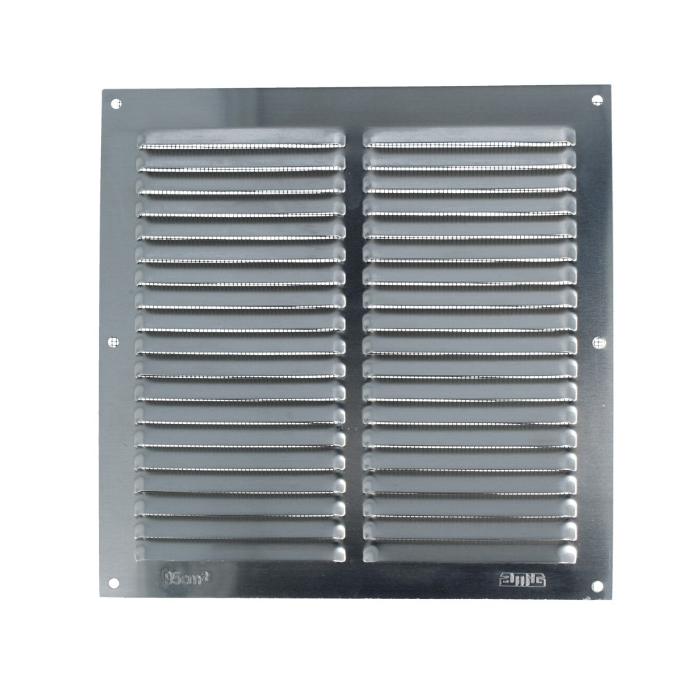 MS Beschläge Aluminium ventilatierooster met muggennet, zilverkleurig, 20 x 20 cm