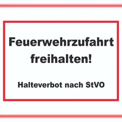 HB-Druck Feuerwehrzufahrt freihalten Halteverbot nach StVO Schild A6 Rückseite selbstklebend