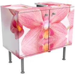 WASCHBECKENUNTERSCHRANK Rosa Orchideen auf Wasser 60/55/35 cm