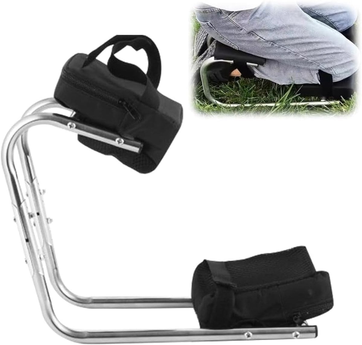 Verstelbare ergonomische kniestoel voor tuinieren met klittenbandsluiting