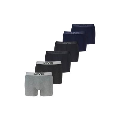 Boxershorts LEVI'S "Boxershort WB Boxer Brief 6P ECOM 6er Pack", Herren, Gr. XL, bunt (schwarz, grau, dunkelblau), Obermaterial: 95% Baumwolle CO. 5% Elasthan EL., Unterhosen