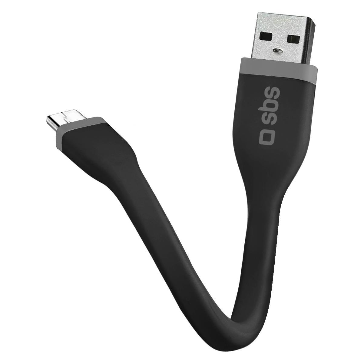 SBS Mini-Ladekabel Micro-USB (0.12 m) (TECABLEMICROSHFLATK)