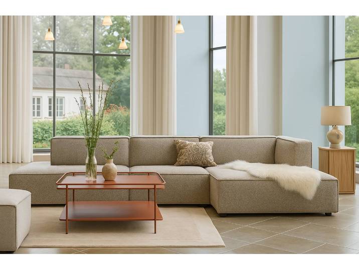 Table basse Dikan - Carrée 75 x 34 x 75cm Orange/Marron/Terre cuite