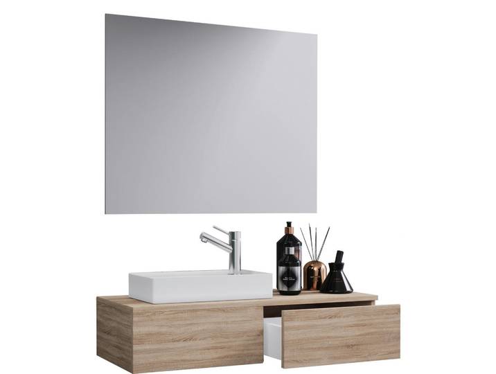 Mid.you Badezimmer, Sonoma Eiche, Holzwerkstoff, Holzoptik, 85 cm, hängend, Badezimmer, Badmöbelsets & -serien, Badmöbelset