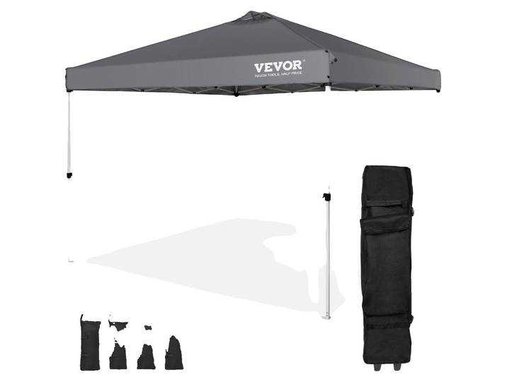VEVOR Pavillon 304\,8x304\,8x320cm Tente de jardin 250DPolyuréthanetissu enduit argent Pavillon pliant y compris sac de rangement Tente de réception 6-8 personnes Pop up Tente pliante Pavillon de jardin pour sortie camping