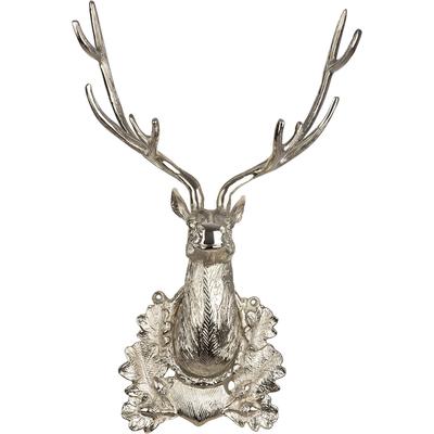 Wanddekoobjekt GILDE "Wandobjekt Hirschkopf Raffa", silber (silberfarben), B:38cm H:35,5cm T:17,5cm Ø:0cm, Aluminium, Wanddekoobjekte
